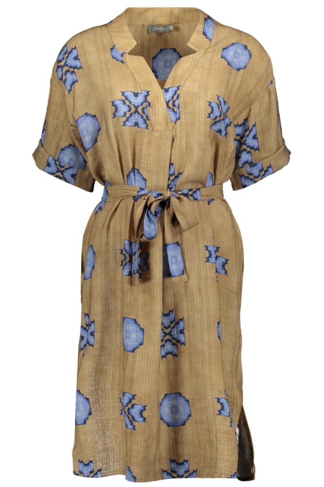 JURK MET PRINT 57335 20 000735 CAMEL/BLUE